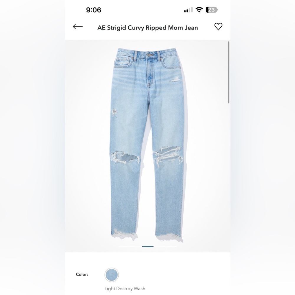 American Eagle Outfitters Light Blue Ripped Straight Leg Jeans